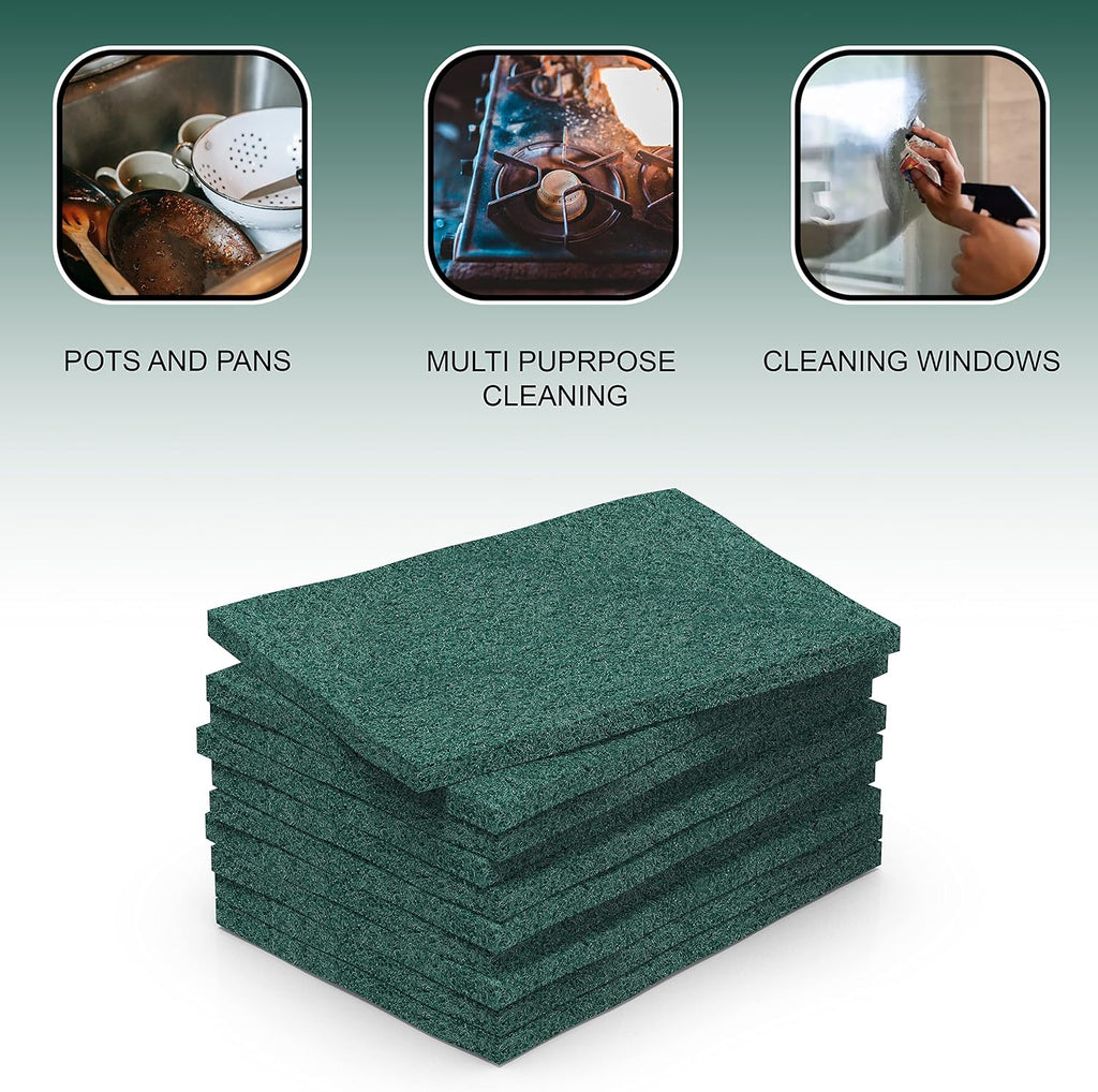 100-Pack Heavy Duty Green Scouring Pads 4x6 Inch | Reusable Non-Scratch Scrub Pads for Kitchen, Dishes, Pots, Pans, Grills & Household Cleaning | Multipurpose Scrubbers for Tough Stains
