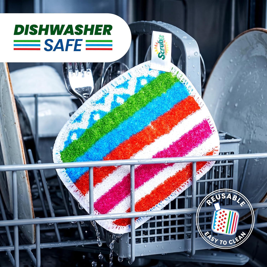 SCRUBIT 5 Pack Reusable Non-Scratch Dish Scrubbers for Kitchen