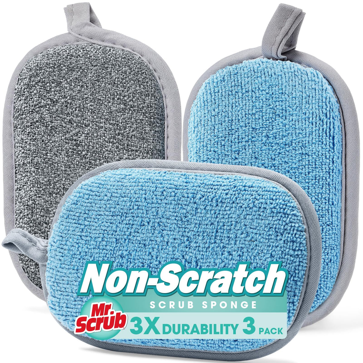 Sponges Kitchen Dish Sponge for Washing Dishes Cleaning Kitchen, All-Purpose, 6 Pack, Non Scratch, Rough Scrubbers Side for Non-Stick Cookware, Soft Microfiber Scrub Side for Dishes, Mr. Scrub