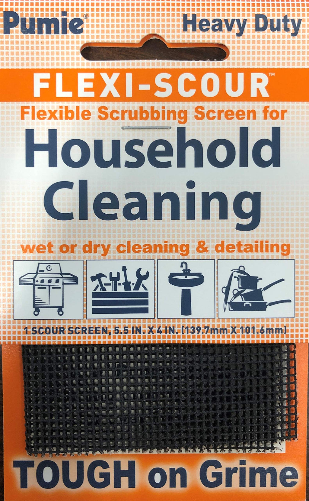 PUMIE Flexi-Scour (3 Pack) - Flexible Scrubbing Screen - Heavy Duty Scouring Pad - Abrasive Grit Cleaning Screen for Toilet Bowls, Grills, Removes Carbon, Rust, Scale, Grime - 5.5x4 in, Flex-3 C