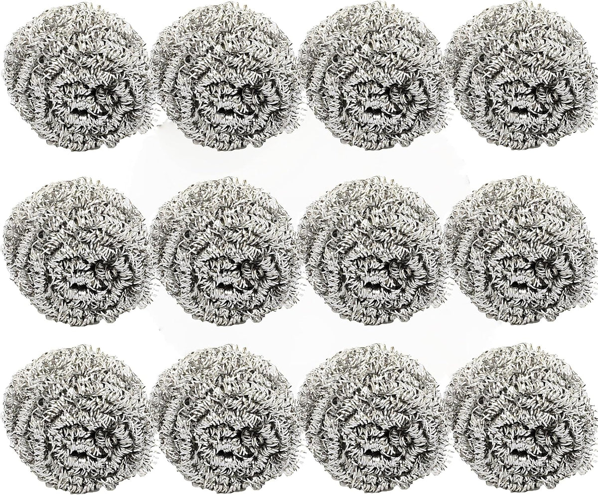 TrueCraftware-100g Stainless Steel Scrubber Ball Set of 12- for Cleaning Dishes Pans Pots Ovens Grills Stainless Steel Metal Scrubber for Kitchen Sinks Cleaning Steel Wool Pads